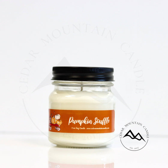 Fall Orange Pumpkin Mason Jar Candle: Pumpkin Souffle / 13 oz