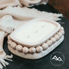 18oz Pottery Dough Bowl Soy Candle - With Beads